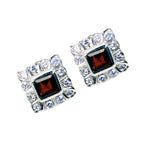 Garnet-American-Kennedy-multiple-Stud-Red-Silver-Earring