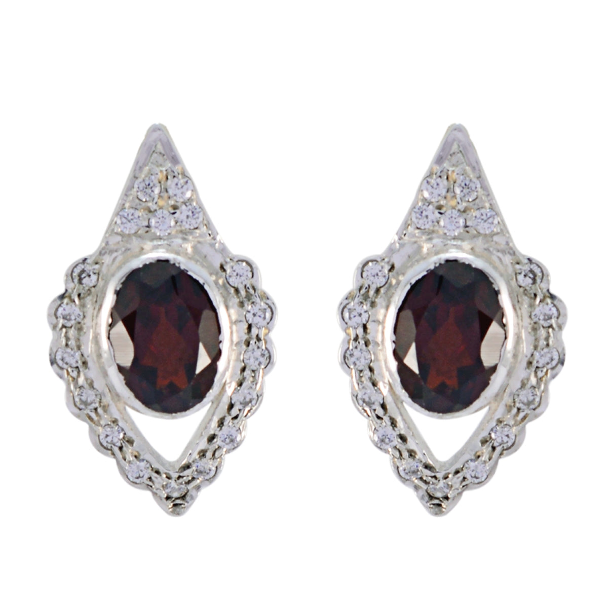 Garnet-German-Chloe-multiple-Stud-Red-Sterling-Silver-Earring Imagen principal del producto