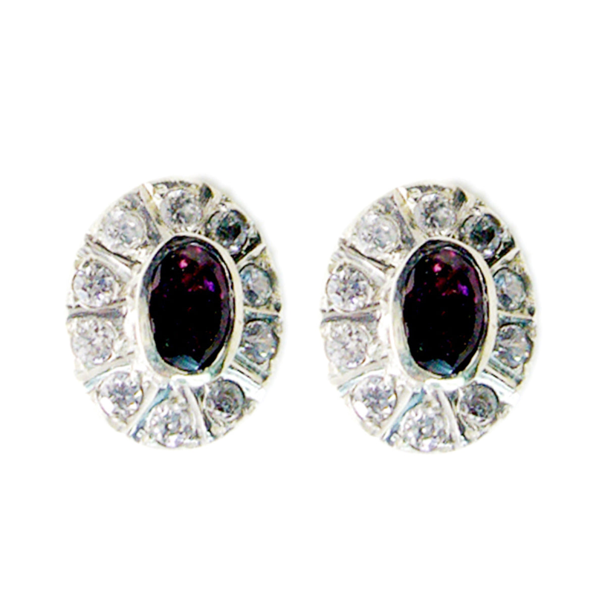 Garnet-African-Claire-multiple-Stud-Red-Silver-Earring
