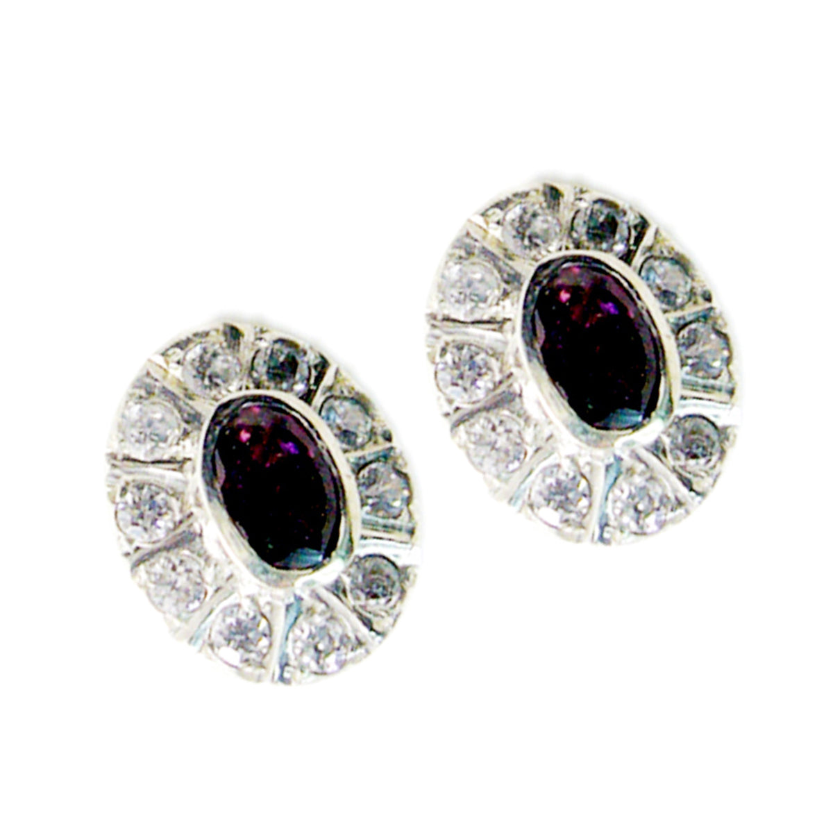Garnet-African-Claire-multiple-Stud-Red-Silver-Earring