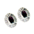 Garnet-African-Claire-multiple-Stud-Red-Silver-Earring