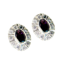 Garnet-African-Claire-multiple-Stud-Red-Silver-Earring