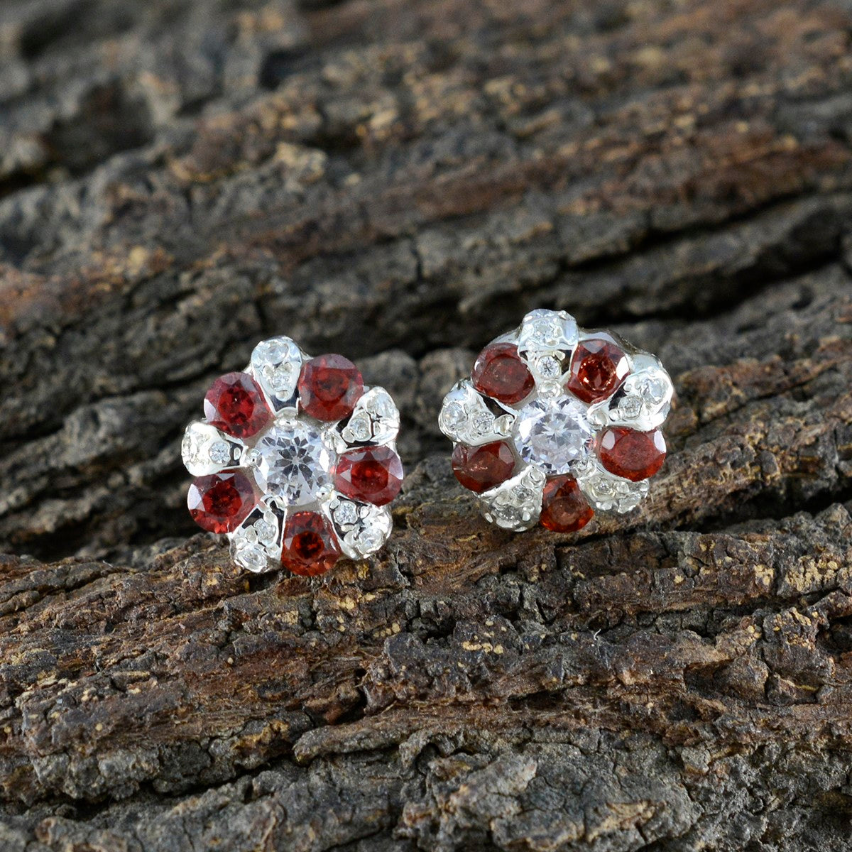 Garnet-Turkish-Lea-multiple-Stud-Red-925-Silver-Earring