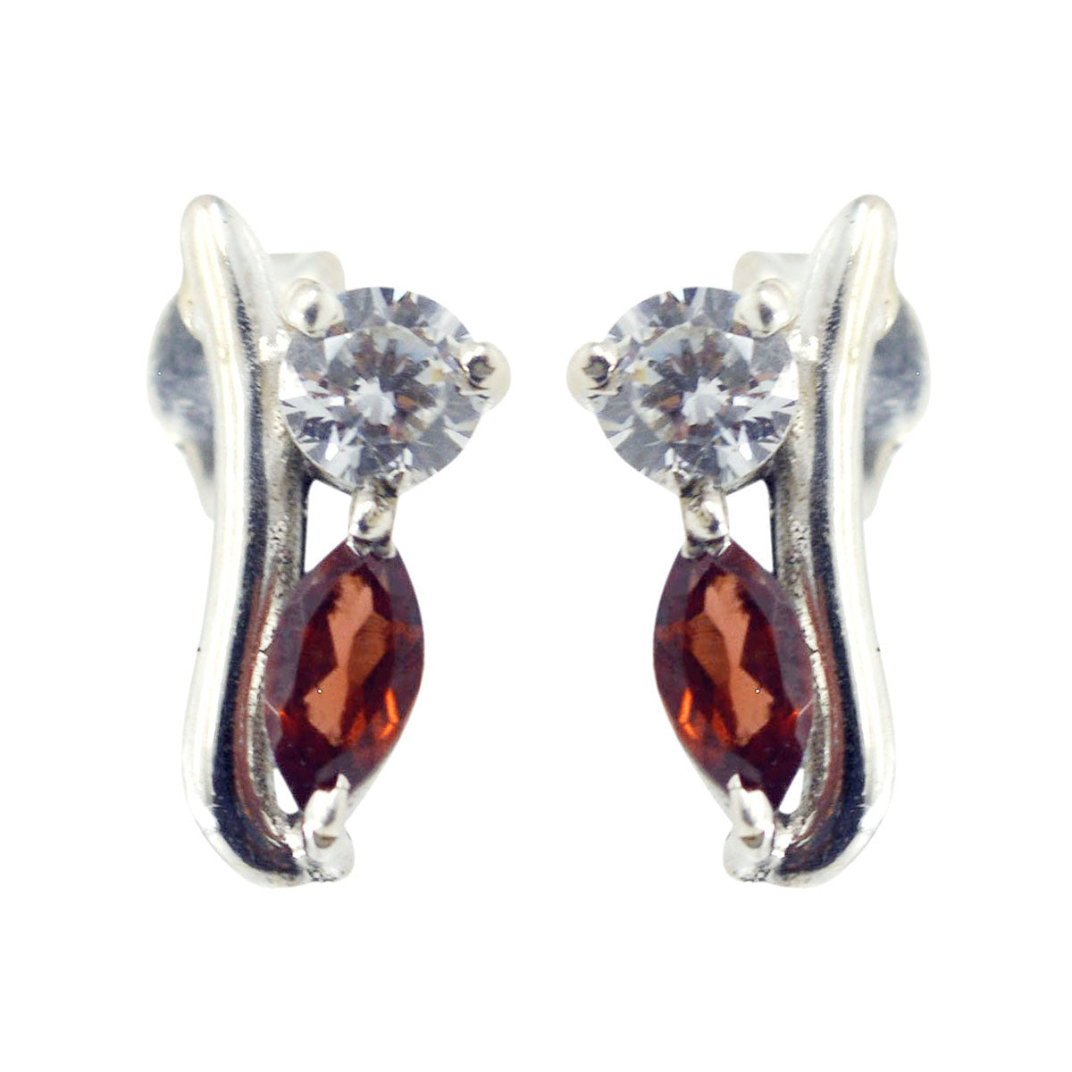 Garnet-Russian-Clara-multiple-Stud-Red-92.5-Silver-Earring