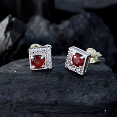 Garnet-African-Fernanda-multiple-Stud-Red-925-Silver-Earring