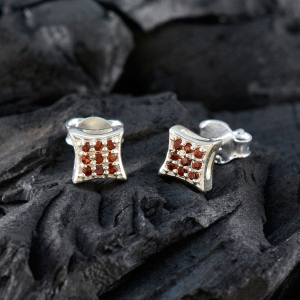 Garnet-American-Lourdes-multiple-Stud-Red-Silver-Earring