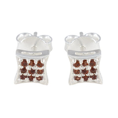 Garnet-American-Lourdes-multiple-Stud-Red-Silver-Earring