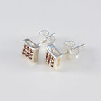 Garnet-American-Lourdes-multiple-Stud-Red-Silver-Earring