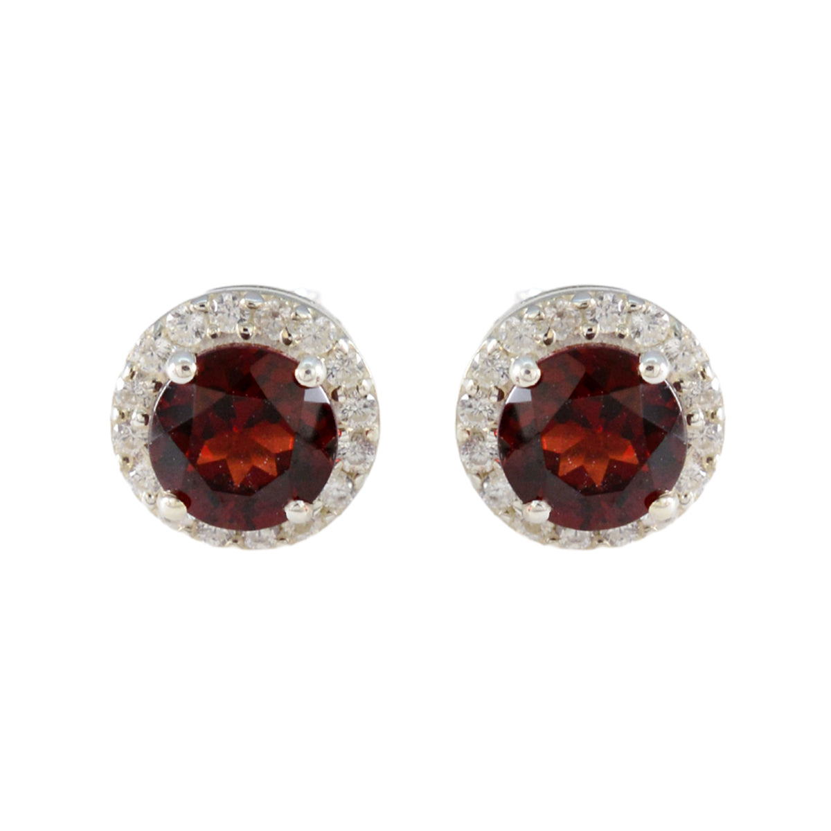 Garnet-American-Mei-Solitaire-Stud-Red-92.5-Silver-Earring Image principale du produit