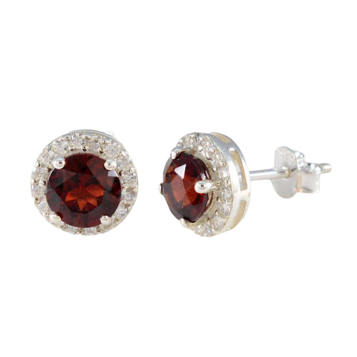 Garnet-American-Mei-Solitaire-Stud-Red-92.5-Silver-Earring
