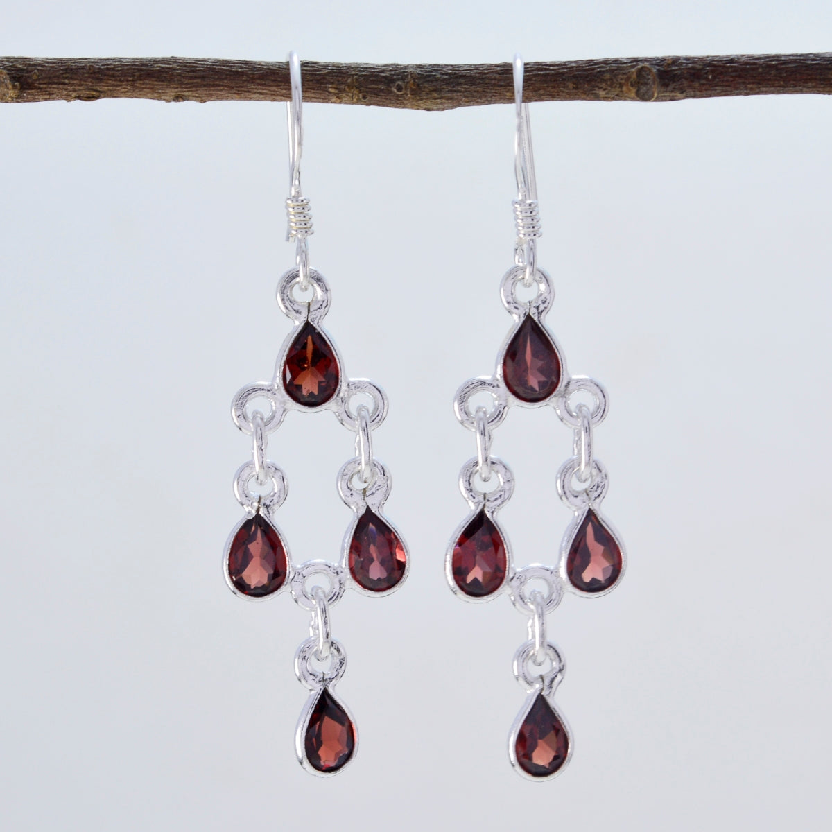 Garnet-Italian-Rebeca-multiple-Dangle-Red-92.5-Silver-Earring