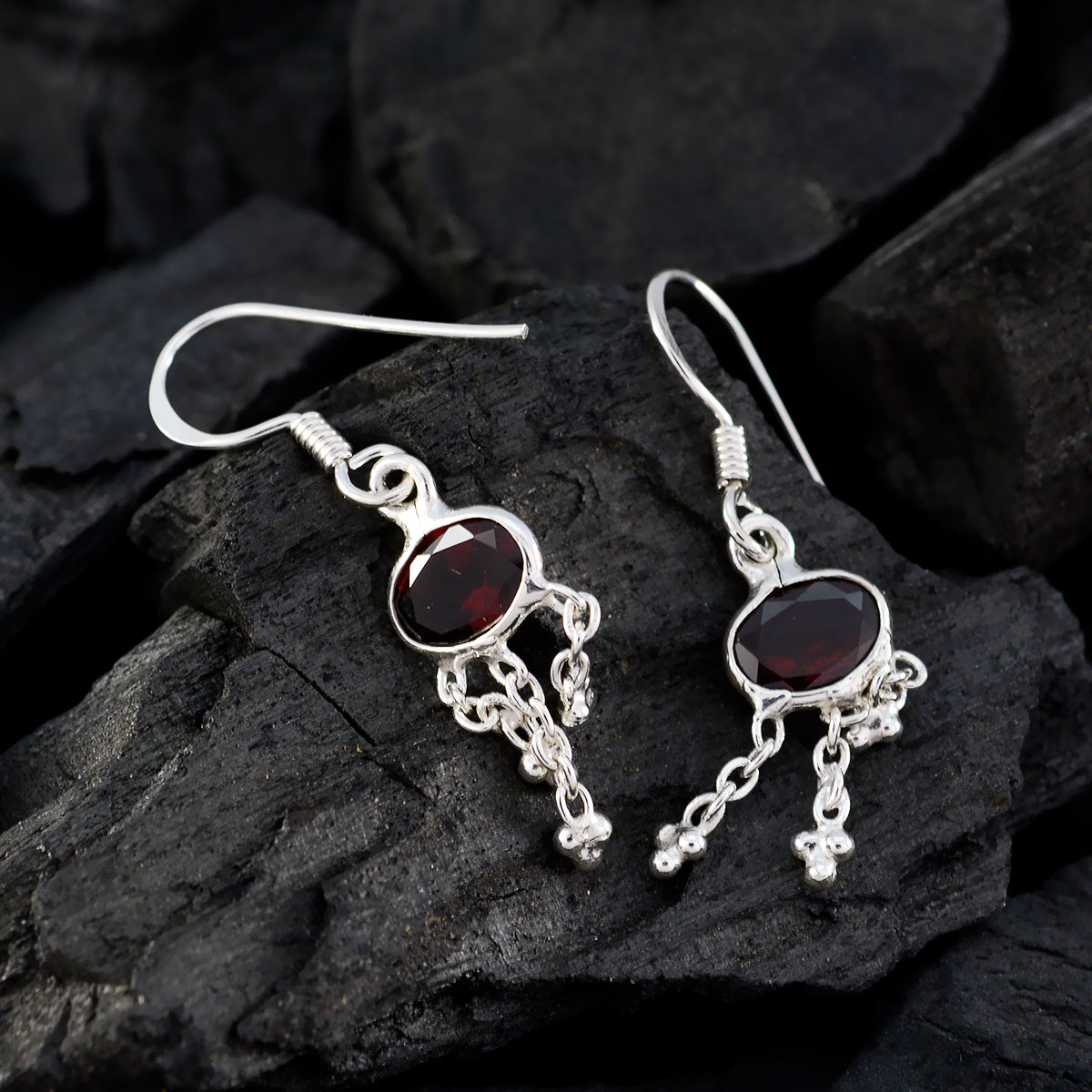 Garnet-Middle-Eastern-Aria-multiple-Dangle-Red-925-Silver-Earring