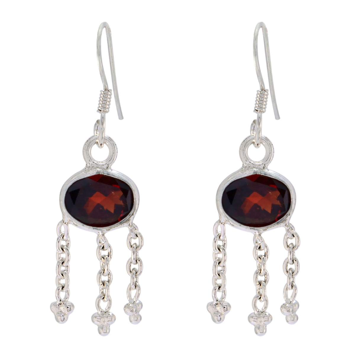 Garnet-Middle-Eastern-Aria-multiple-Dangle-Red-925-Silver-Earring Hoofdafbeelding