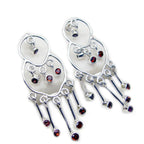 Garnet-American-Eliza-multiple-Stud-Red-Silver-Earring