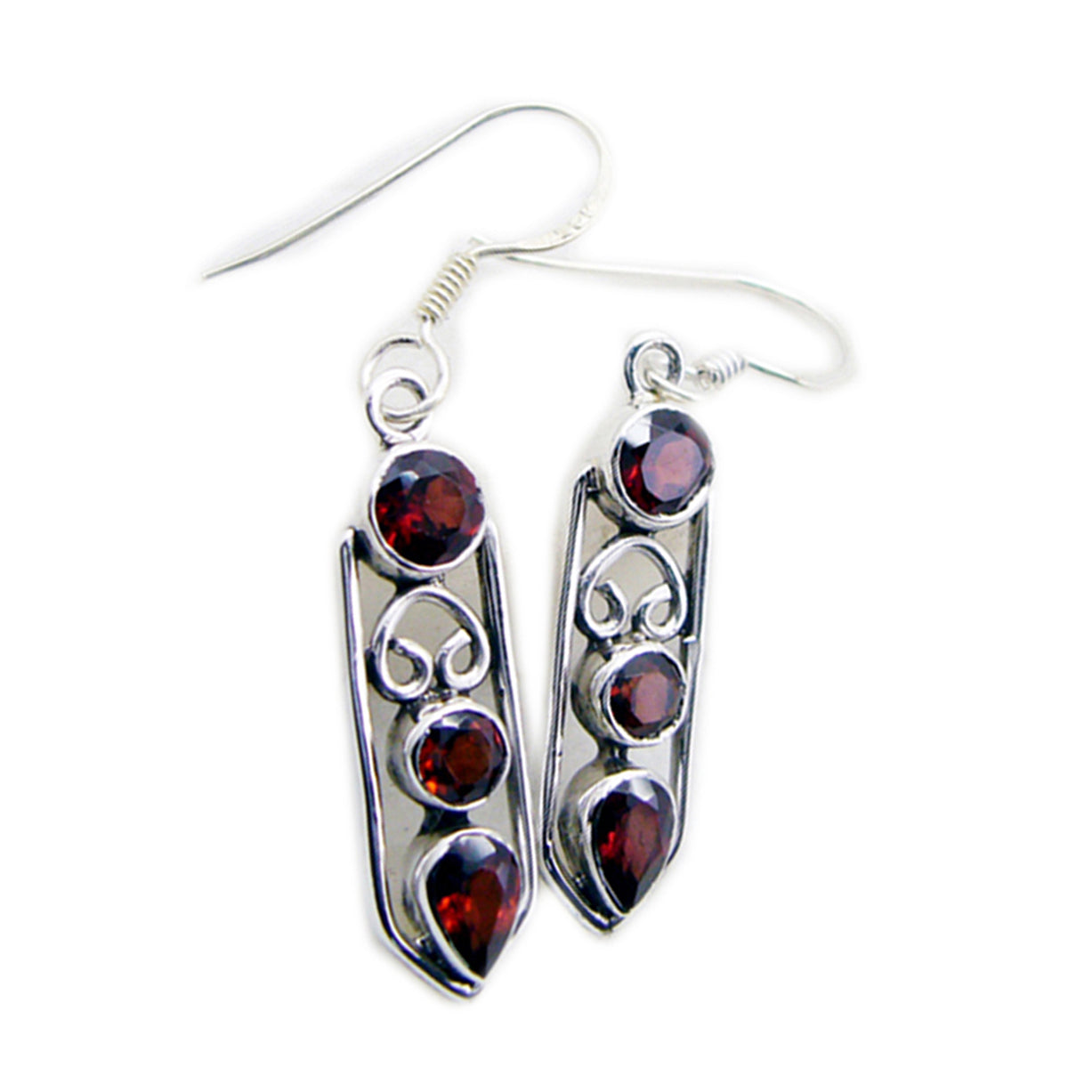 Garnet-German-Sofia-multiple-Dangle-Red-92.5-Silver-Earring