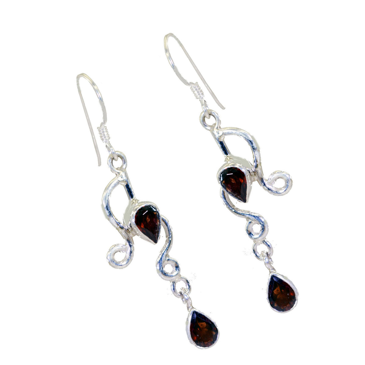 Garnet-Korean-Ella-multiple-Dangle-Red-925-Silver-Earring