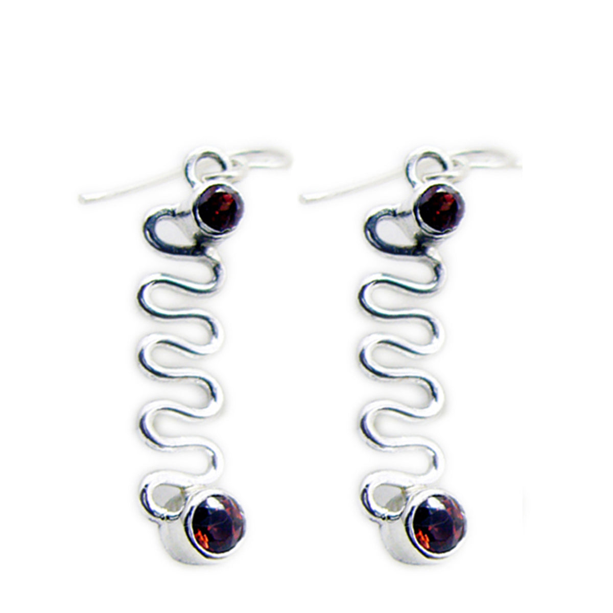 Garnet-American-Victoria-multiple-Dangle-Red-Silver-Earring