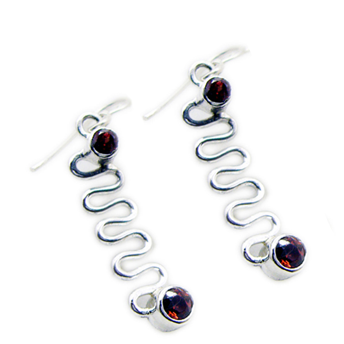 Garnet-American-Victoria-multiple-Dangle-Red-Silver-Earring