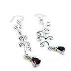 Garnet-Turkish-Yasmine-multiple-Dangle-Red-Silver-Earring