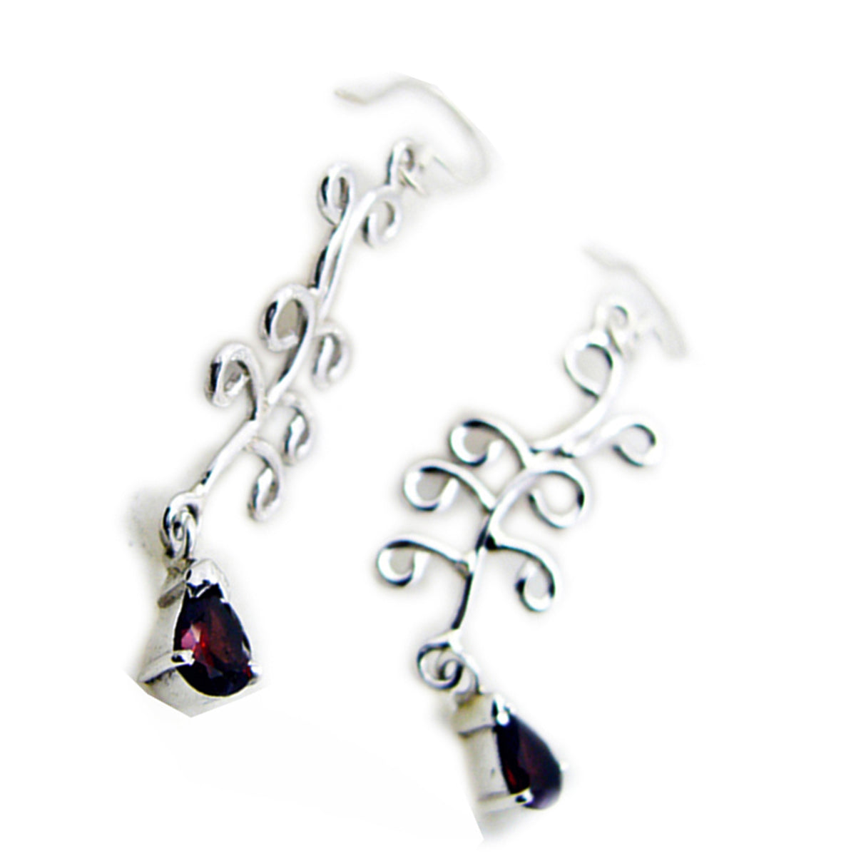 Garnet Turkish Yasmine multiple Dangle Red Silver Earring Второстепенное изображение товара