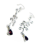 Garnet-Turkish-Yasmine-multiple-Dangle-Red-Silver-Earring