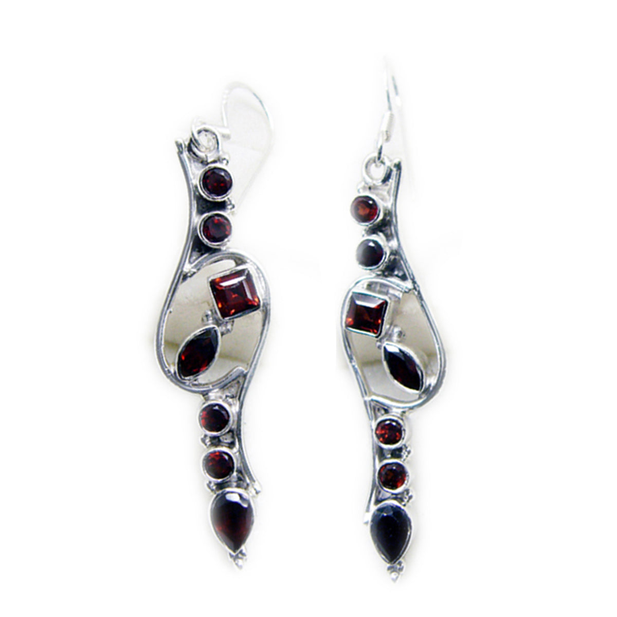 Garnet-Middle-Eastern-Emma-multiple-Dangle-Red-925-Sterling-Silver-Earring
