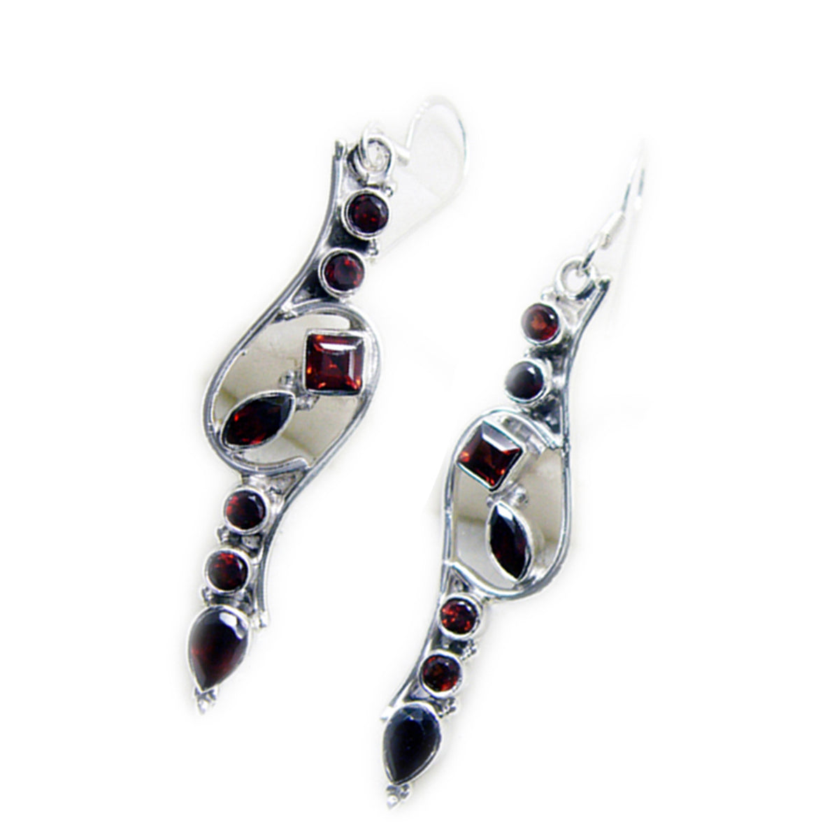 Garnet-Middle-Eastern-Emma-multiple-Dangle-Red-925-Sterling-Silver-Earring