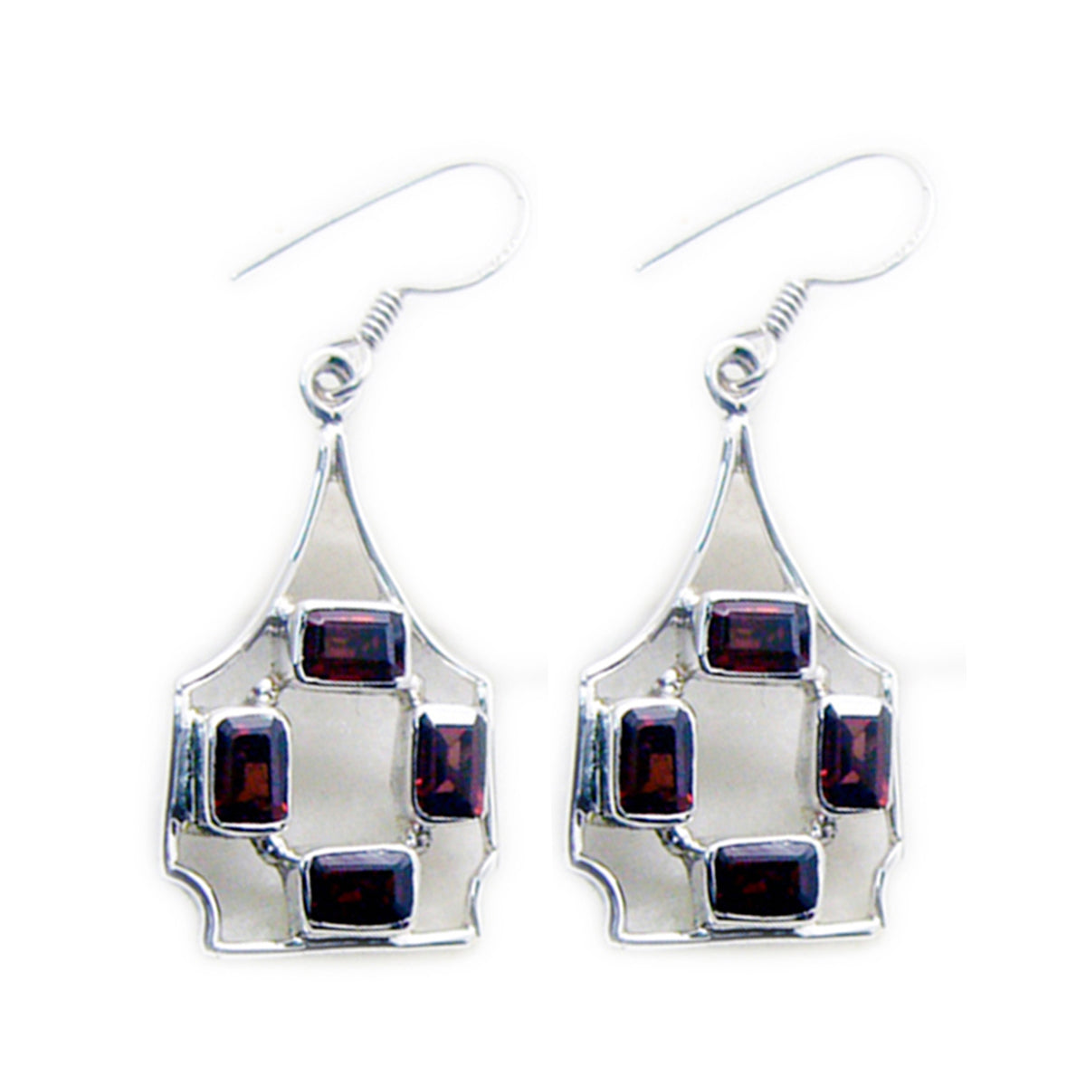 Garnet-Mexican-Eva-multiple-Dangle-Red-Silver-Earring Главное изображение товара