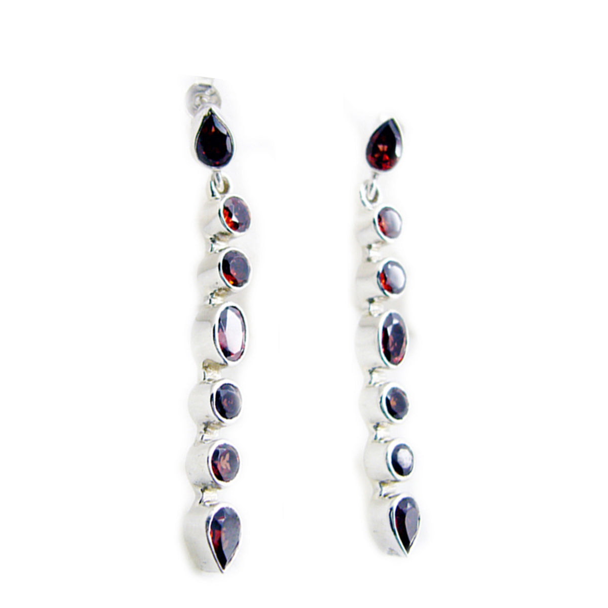 Garnet-Latin-American-Genesis-multiple-Stud-Red-Sterling-Silver-Earring
