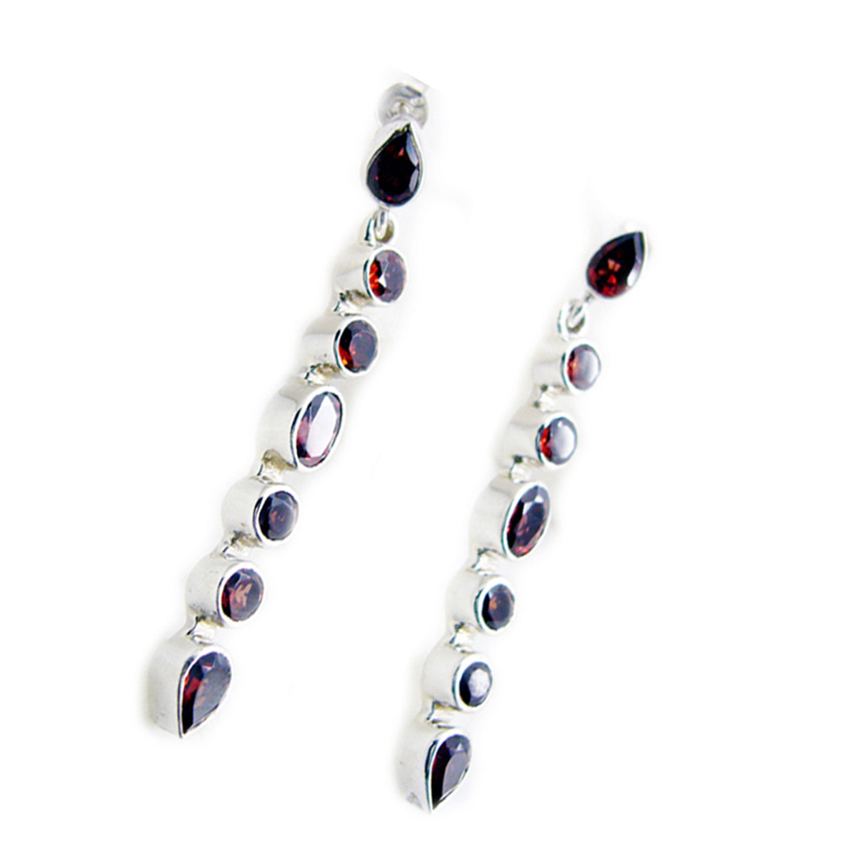 Garnet-Latin-American-Genesis-multiple-Stud-Red-Sterling-Silver-Earring