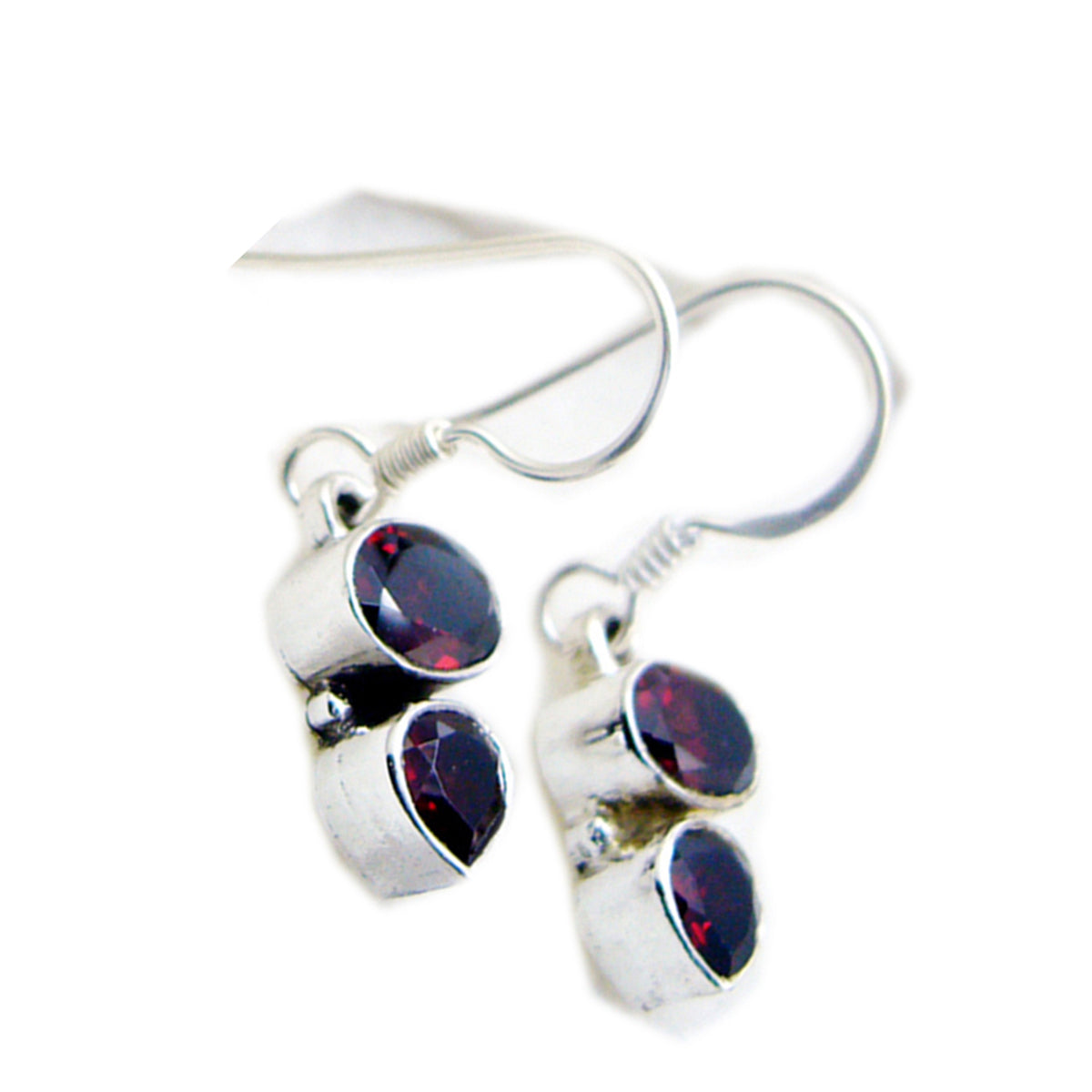 Garnet-French-Giulia-multiple-Dangle-Red-925-Silver-Earring Hoofdafbeelding