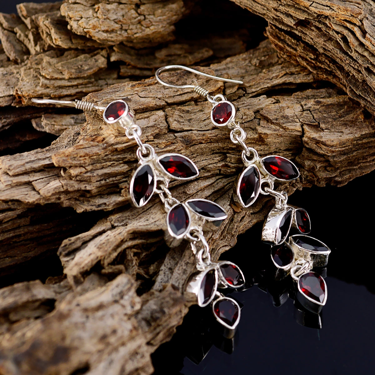 Garnet-Moroccan-Hannah-multiple-Dangle-Red-92.5-Silver-Earring