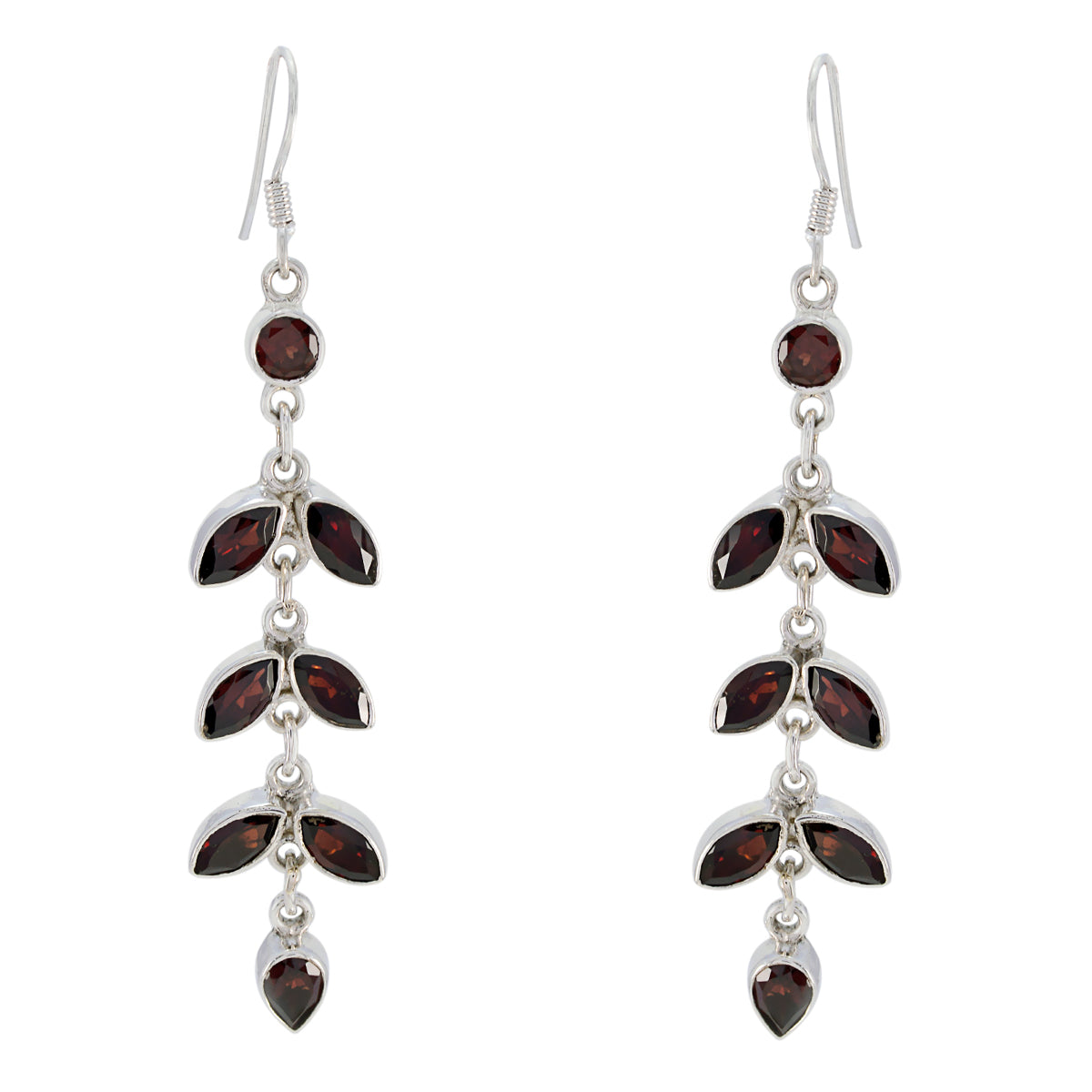 Garnet-Moroccan-Hannah-multiple-Dangle-Red-92.5-Silver-Earring