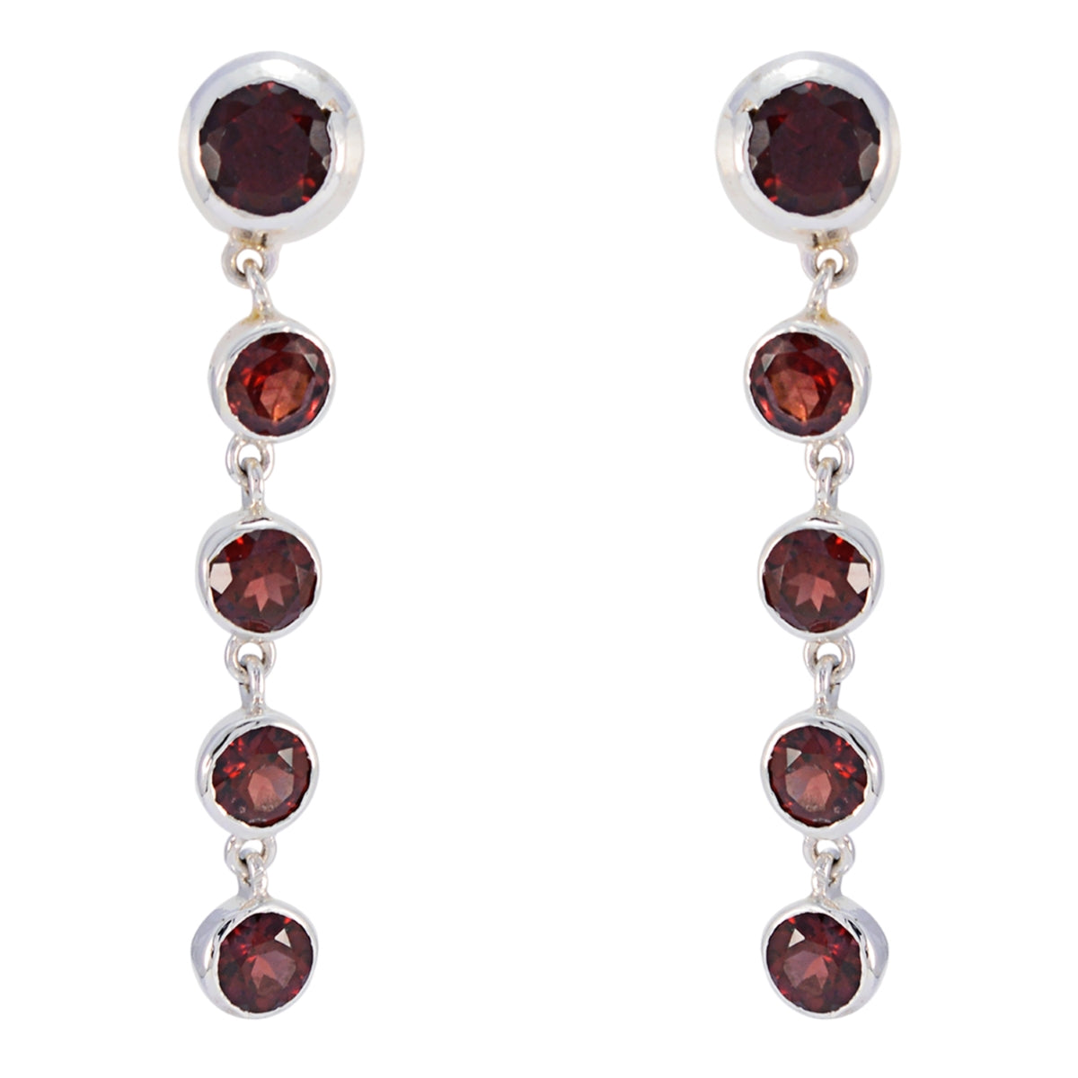 Garnet-American-Hazel-multiple-Stud-Red-925-Sterling-Silver-Earring Huvudsaklig produktbild