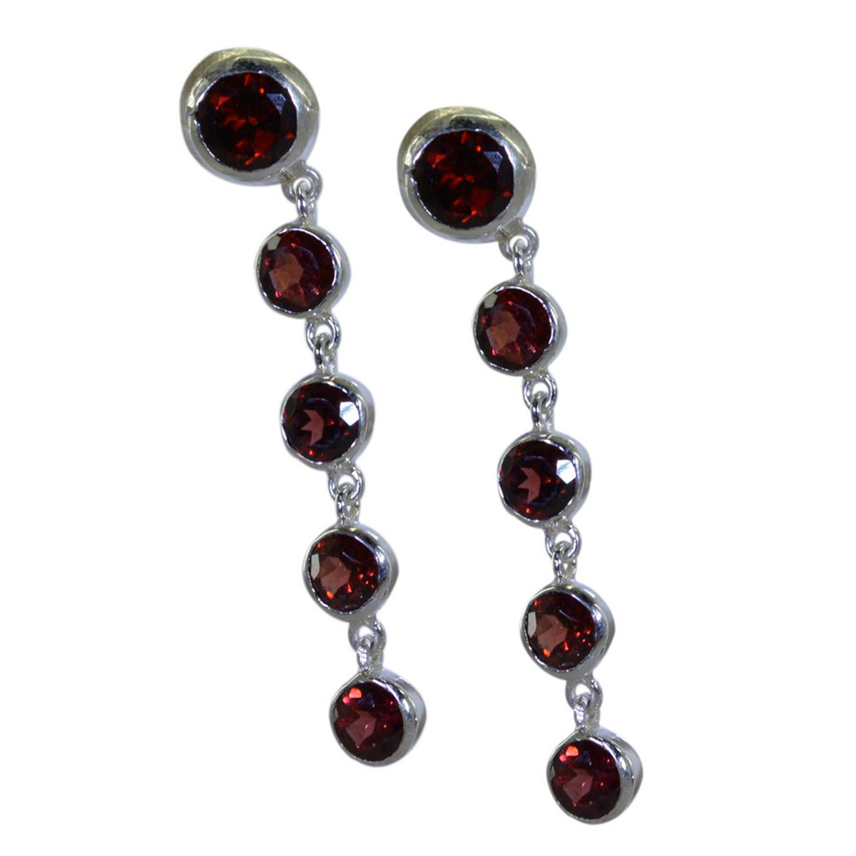 Garnet-American-Hazel-multiple-Stud-Red-925-Sterling-Silver-Earring