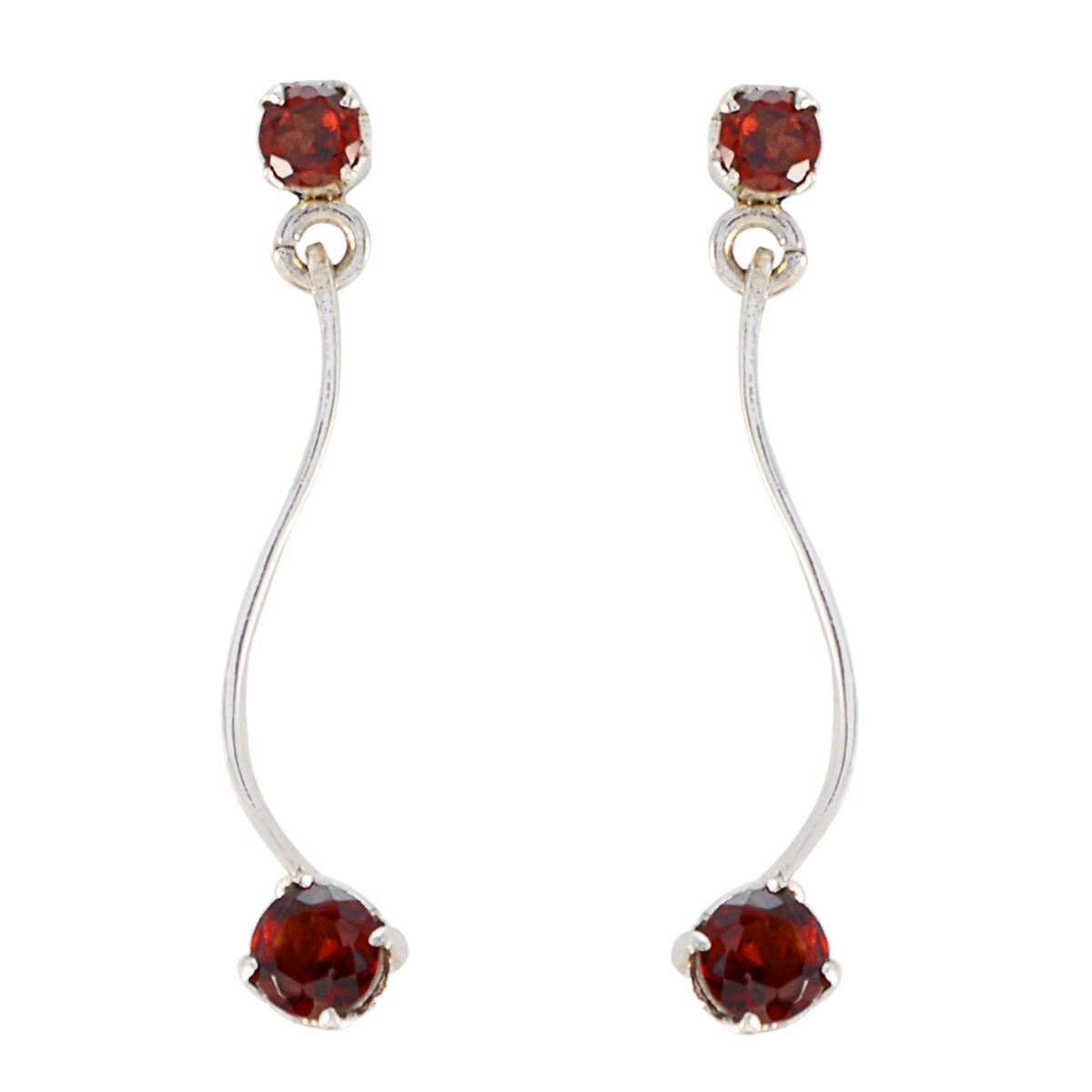 Garnet-Japanese-Ines-multiple-Stud-Red-Sterling-Silver-Earring