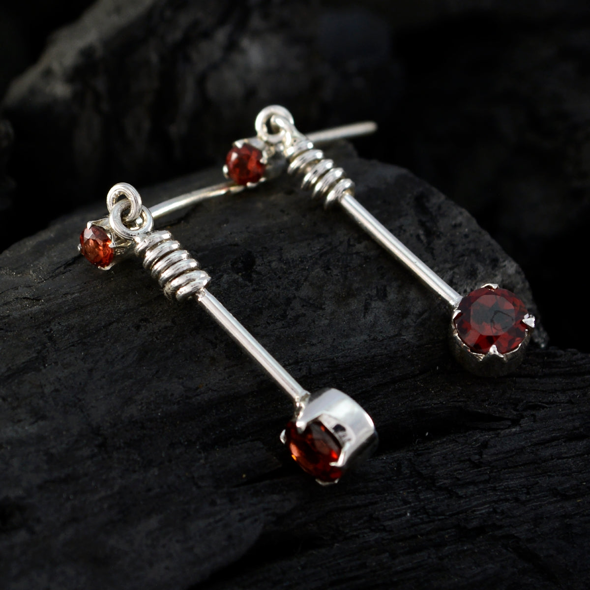 Garnet-Moroccan-Julieta-multiple-Stud-Red-92.5-Silver-Earring