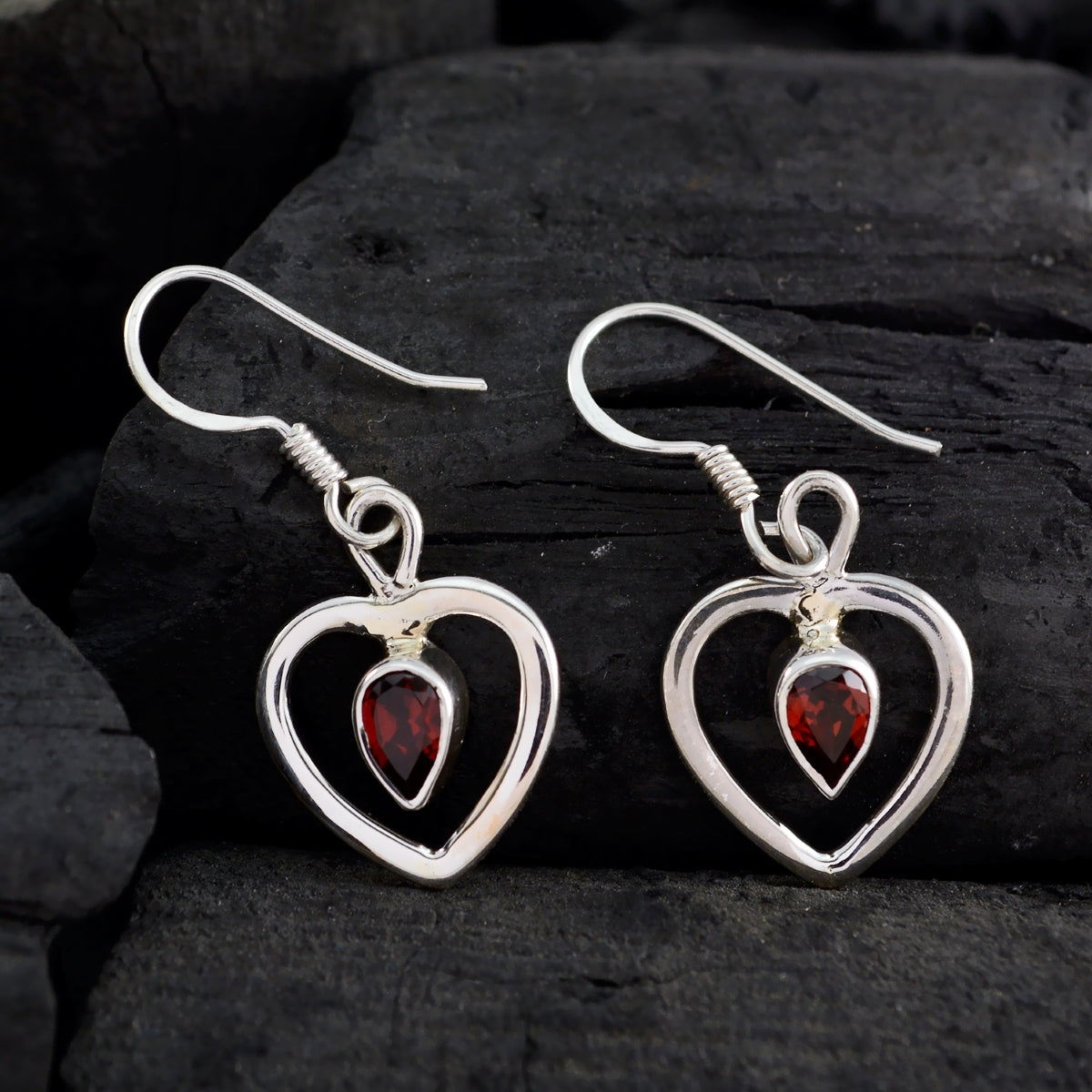 Garnet-Australian-Inès-multiple-Dangle-Red-Sterling-Silver-Earring