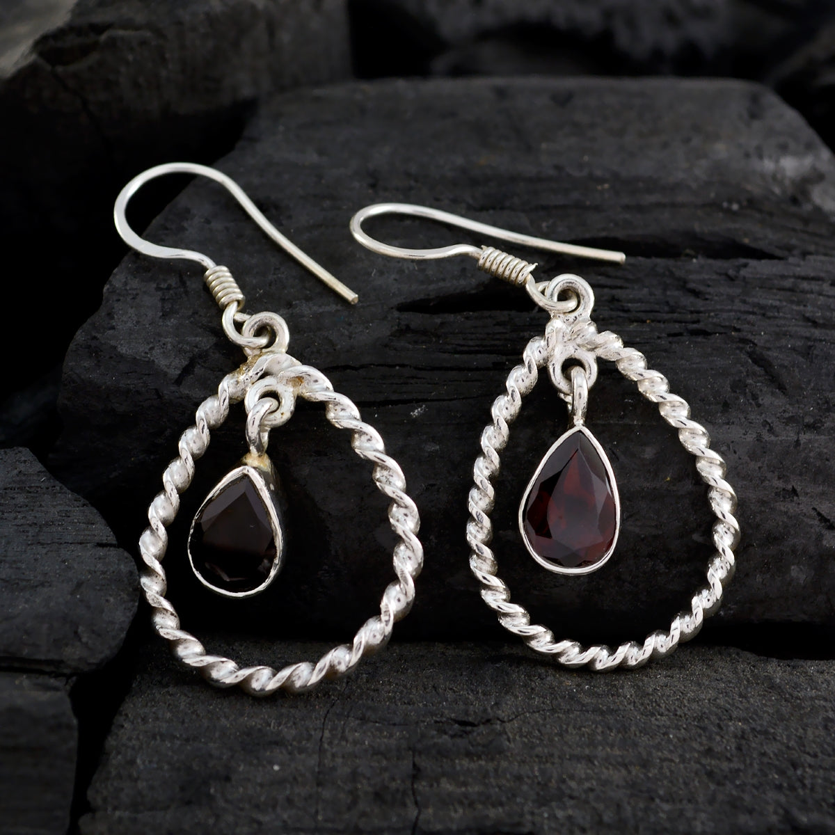 Garnet-French-Isabelle-multiple-Dangle-Red-925-Sterling-Silver-Earring