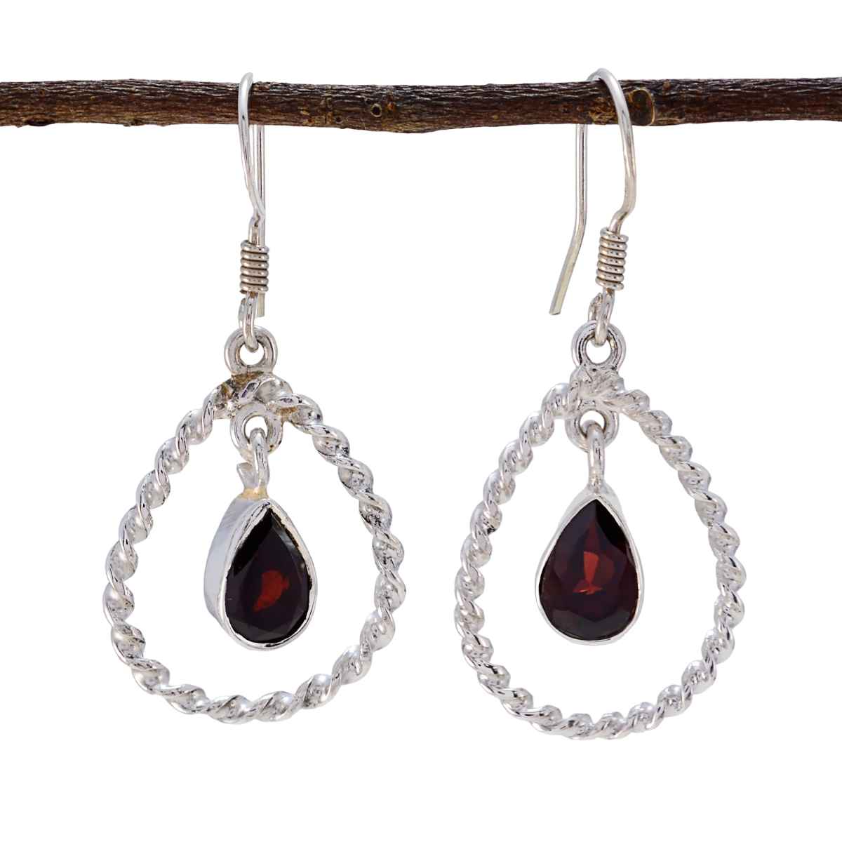 Garnet-French-Isabelle-multiple-Dangle-Red-925-Sterling-Silver-Earring