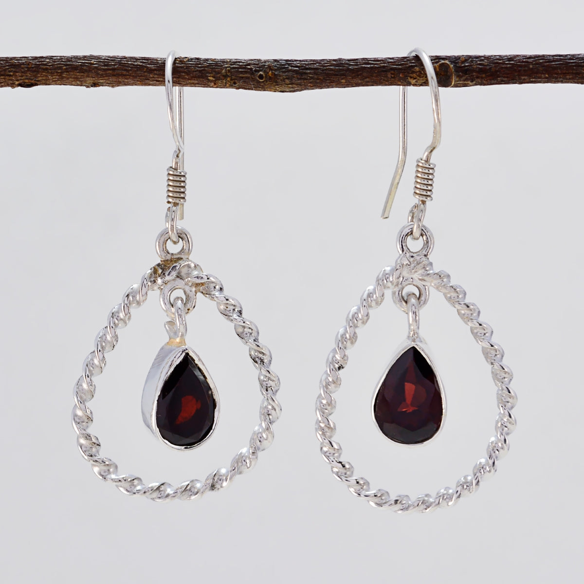 Garnet-French-Isabelle-multiple-Dangle-Red-925-Sterling-Silver-Earring