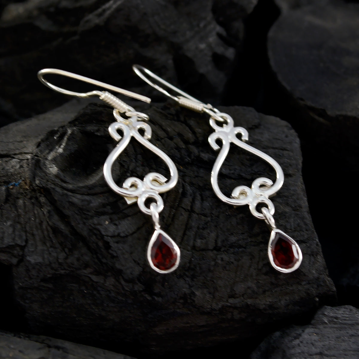 Garnet-African-Ivy-multiple-Dangle-Red-Sterling-Silver-Earring