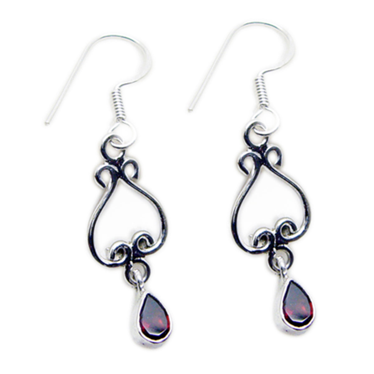 Garnet-African-Ivy-multiple-Dangle-Red-Sterling-Silver-Earring