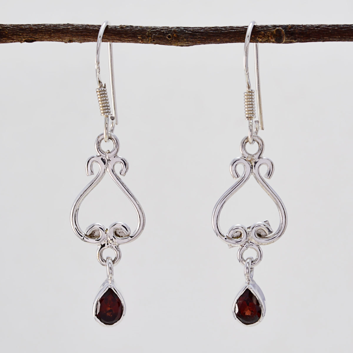 Garnet-African-Ivy-multiple-Dangle-Red-Sterling-Silver-Earring