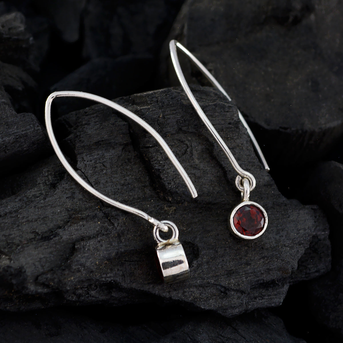 Garnet-French-Julia-multiple-Dangle-Red-Silver-Earring