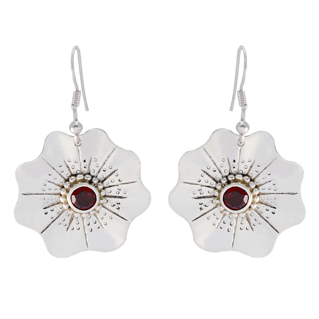 Garnet-French-Aisha-Solitaire-Dangle-Red-925-Silver-Earring