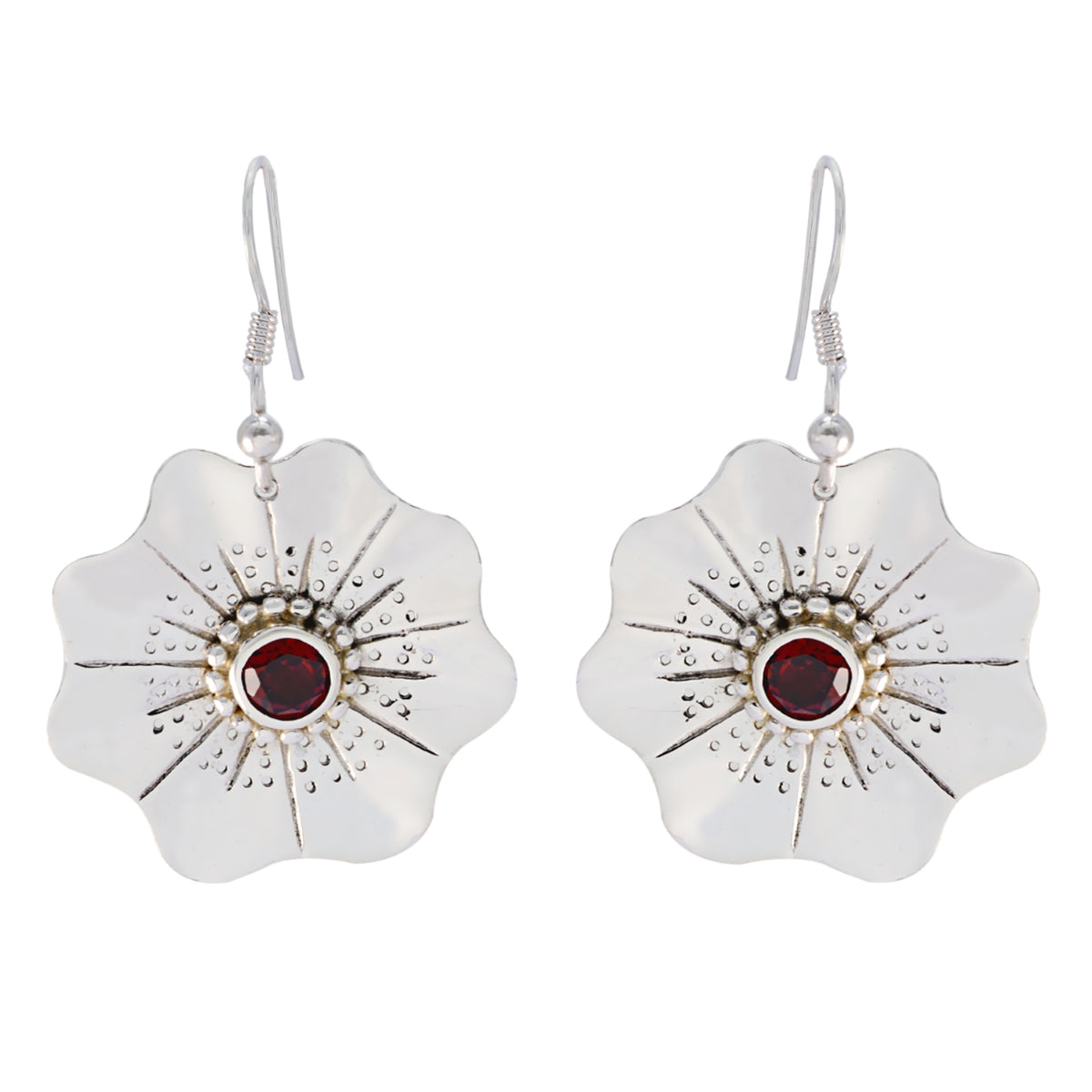Garnet-French-Aisha-Solitaire-Dangle-Red-925-Silver-Earring