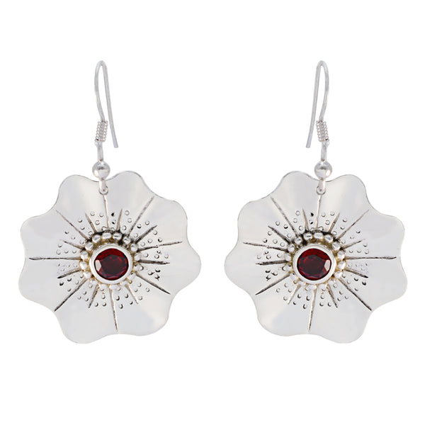 Garnet-French-Aisha-Solitaire-Dangle-Red-925-Silver-Earring
