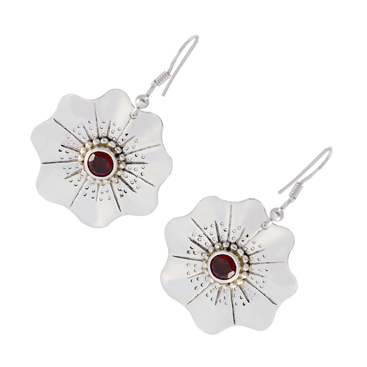Garnet-French-Aisha-Solitaire-Dangle-Red-925-Silver-Earring