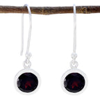 Garnet-Latin-American-Chloe-Solitaire-Dangle-Red-Silver-Earring